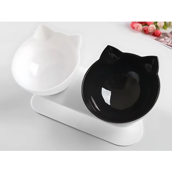 Miska podwójna dla psa kota plastikowa miski komplet na karmę wodę 2x400ml