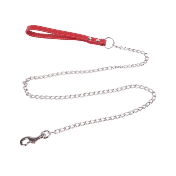 Łańcuch smycz dla psa z skóżanym uchwytem rozmiar XL 4.0mm*120cm stal