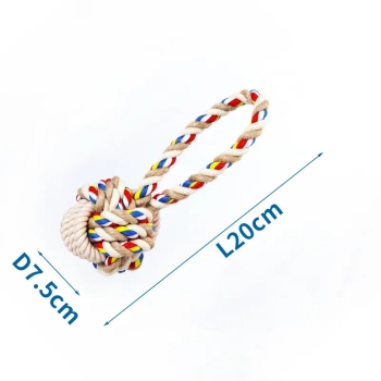 Zabawka z bawełnianego sznura z piłką i uchwytem dla psa