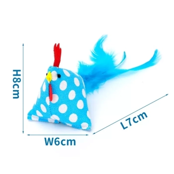 Płócienna zabawka dla kota- kurczak z piórami