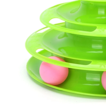 Trzypiętrowa plastikowa podstawka do zabawy z piłeczkami dla kota