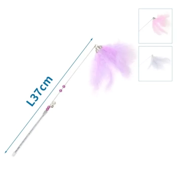 Ozdobna wędka z piórkami dla kota