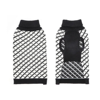 Sweter z golfem w paski i w kratę w brytyjskim stylu Rozmiar: L/XL/XXL