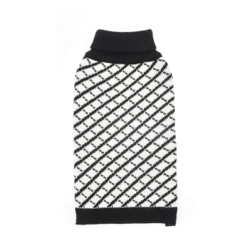 Sweter z golfem w paski i w kratę w brytyjskim stylu Rozmiar: L/XL/XXL