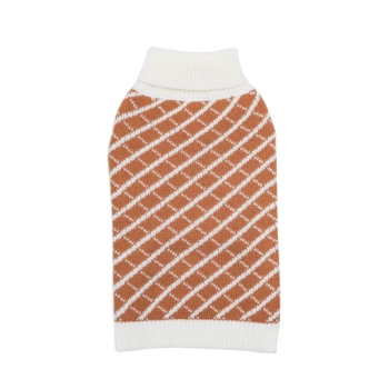 Sweter z golfem w paski i w kratę w brytyjskim stylu Rozmiar: L/XL/XXL