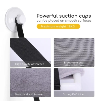 Hamak z przyssawkami na okno dla kotów