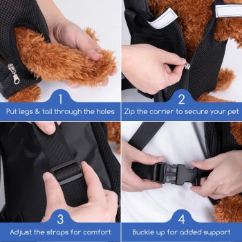 Plecak do noszenia psa rozmiar S obwód klatki 30 cm 0.75-1.25 kg czarny