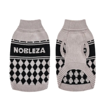 Sweter z golfem w kratkę dla zwierząt Czarny/Szary/Brązowy XS/S/M