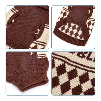Sweter z golfem w kratkę dla zwierząt Czarny/Szary/Brązowy XS/S/M