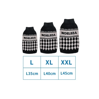 Sweter z golfem w kratkę dla zwierząt Czarny/szary/brązowy L/XL/XXL