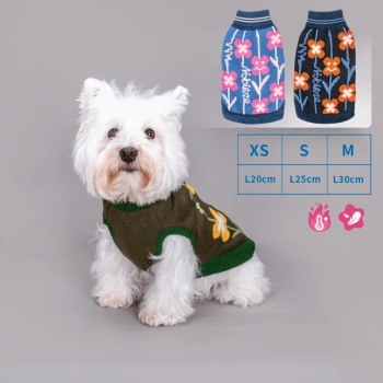 Sweter z golfem i haftem w uśmiechnięte kwiatki XS,S,M