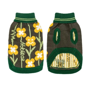 Sweter z golfem i haftem w uśmiechnięte kwiatki XS,S,M