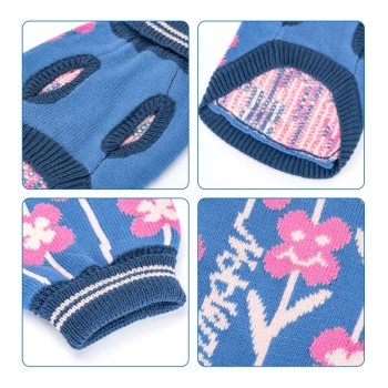 Sweter z golfem i haftem w uśmiechnięte kwiatki XS,S,M