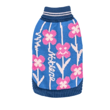 Sweter z golfem i haftem w uśmiechnięte kwiatki XS,S,M