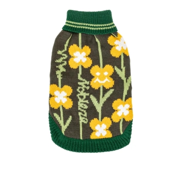 Sweter z golfem i haftem w uśmiechnięte kwiatki XS,S,M