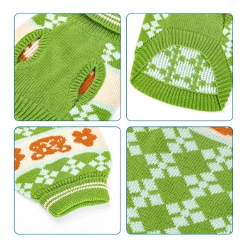 Sweter z golfem z haftowanym misiem Czarny/Zielony/Niebieski L/XL/XXL