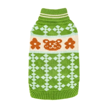 Sweter z golfem z haftowanym misiem Czarny/Zielony/Niebieski L/XL/XXL