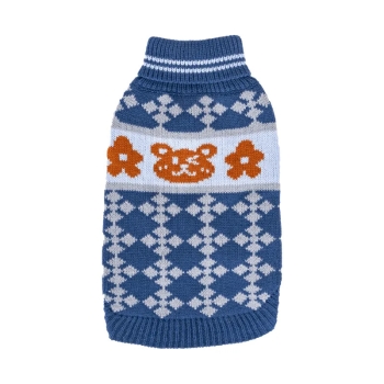 Sweter z golfem z haftowanym misiem Czarny/Zielony/Niebieski L/XL/XXL
