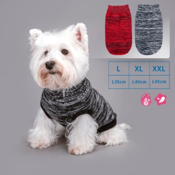 Sweter z golfem w paski dla zwierząt Granatowy/Czarny/Czerwony