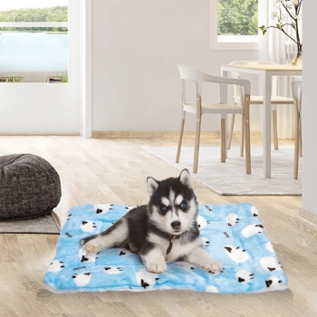 Mata flanelowa dla zwierząt S:D50*S32CM jasnoniebieski/szary/różowy