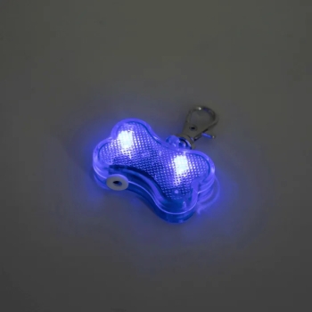 Zawieszka LED do obroży w kształcie kości z migająca lampką