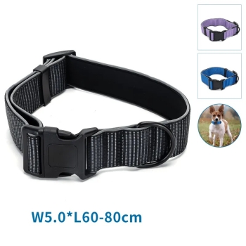Odblaskowa obroża dla psa rozmiar XL 5*60-80cm z klamrą