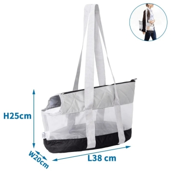 Siatkowa szara torba dla zwierząt do noszenia na ramieniu 38*20*25cm