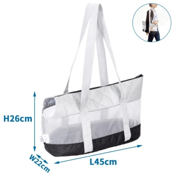 Siatkowa szara torba dla zwierząt do noszenia na ramieniu 45*22*26cm