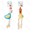 Squeaky rubber toy Cotton rope chicken L16*W7*H8.5CM Blue&White Red and brown&Khaki