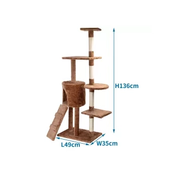 Drapak dla kota wielopoziomowy z myszką 77x47,5x137 cm brązowy — zdjęcie 4