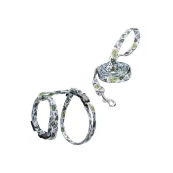 Zestaw szelek H dla kota z smyczą 1x25-45cm, 1x20-35cm, smycz 1x110cm zielony, pomarańczowy, żółty — zdjęcie 4