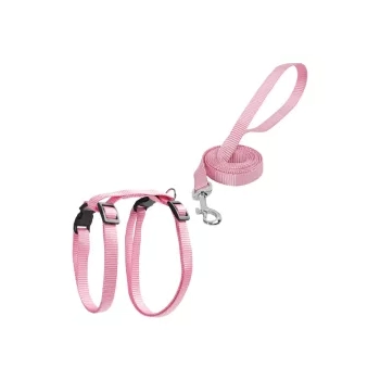 Zestaw szelek H dla kota 1 cm 25-45 cm + obroża 20-35 cm + smycz 110 cm niebieski różowy czerwony — zdjęcie 5