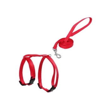 Zestaw szelek H dla kota 1 cm 25-45 cm + obroża 20-35 cm + smycz 110 cm niebieski różowy czerwony — zdjęcie 6