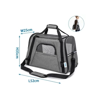 Torba podróżna dla zwierząt 52x25x35 cm szara — zdjęcie 6