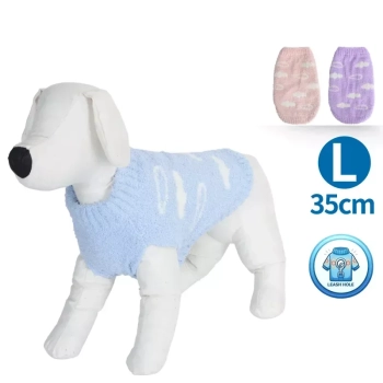 Sweter z półpluszowym kołnierzem typu cloud L-35cm Fioletowy Różowy Niebieski