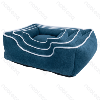 3-piece set of square polyester pet bed L47*W37*H16cm L60*W48*H18cm L75*W60*H20cm Blue