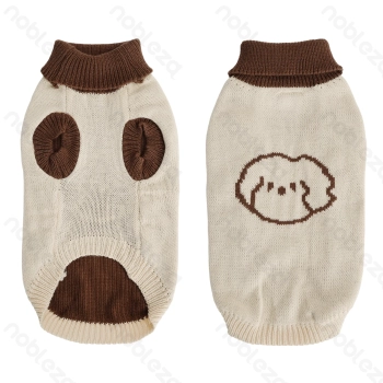 Animal pattern high-neck sweater M-30cm Green&Blue Pink&Brown Apricot&Brown