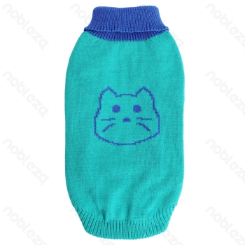 Animal pattern high-neck sweater M-30cm Green&Blue Pink&Brown Apricot&Brown