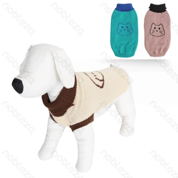 Animal pattern high-neck sweater L-35cm Green&Blue Pink&Brown Apricot&Brown
