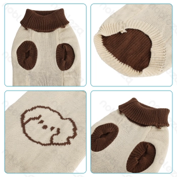 Animal pattern high-neck sweater L-35cm Green&Blue Pink&Brown Apricot&Brown