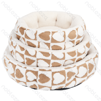 Printed fleece heart jacquard round bed 3-piece set D45cm D55cm D65cm Coffee white