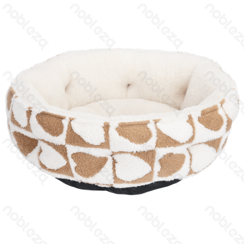 Printed fleece heart jacquard round bed 3-piece set D45cm D55cm D65cm Coffee white