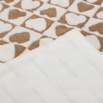 Heart jacquard flannel double-sided blanket L100*W80cm Coffee white