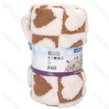 Heart jacquard flannel double-sided blanket L120*W100cm Coffee white