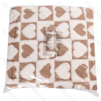 Printed fleece heart jacquard pet house S L42*W39*H33CM Coffee white