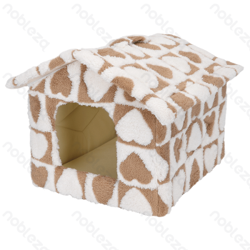 Printed fleece heart jacquard pet house M L48*W45*H39CM Coffee white