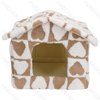 Printed fleece heart jacquard pet house M L48*W45*H39CM Coffee white