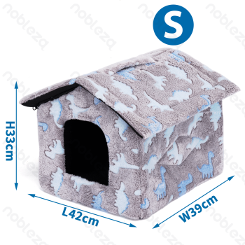 Printed fleece dinosaur jacquard pet house S L42*W39*H33CM Grey