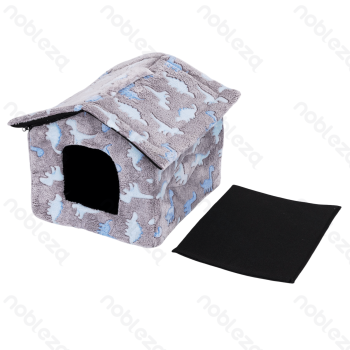 Printed fleece dinosaur jacquard pet house S L42*W39*H33CM Grey