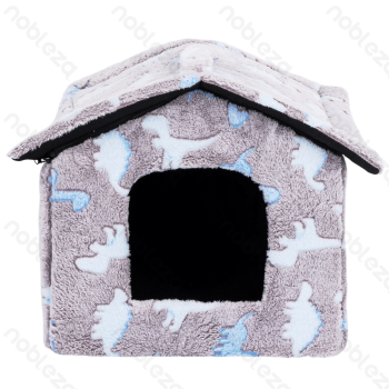 Printed fleece dinosaur jacquard pet house M L48*W45*H39CM Grey